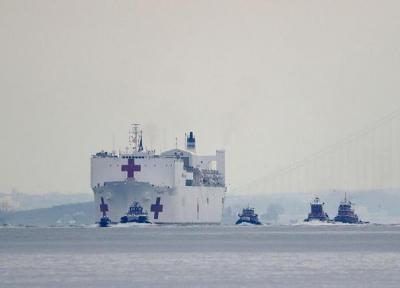 خبرنگاران شیوع کرونا در کشتی بیمارستانی نیروی دریایی آمریکا